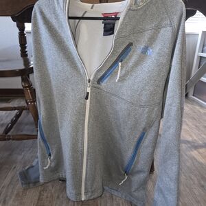 The North Face Gray and Blue Zip-Up Sweater
